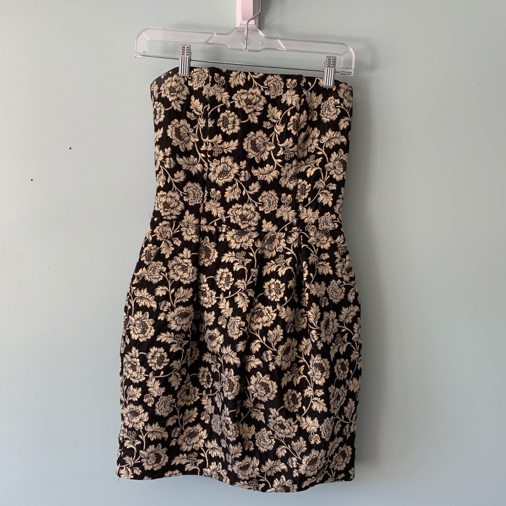 Black/Gold Floral Cocktail Dress